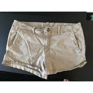 American Eagle Outfitters Chino Shorts Beige Size 14 Stretch Button Pockets